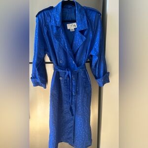 Vintage Cobalt Blue Trench Coat – Laura Winston by Gallery – Size 6
